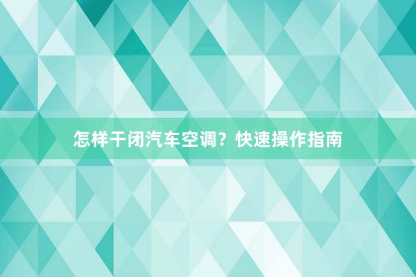 怎样干闭汽车空调？快速操作指南